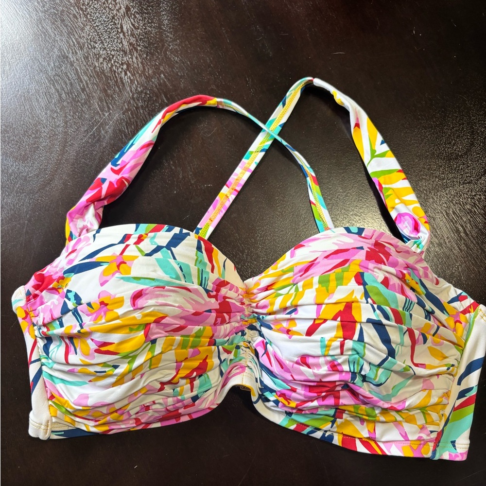 Bleu Rod Beattie Shirred Bandeau Bikini Top, Size 38D